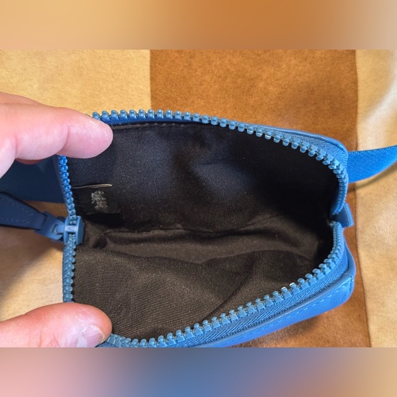 Coach dual-pouch belt bag navy and cerulean blue leather very cool must see - Picture 2 of 4